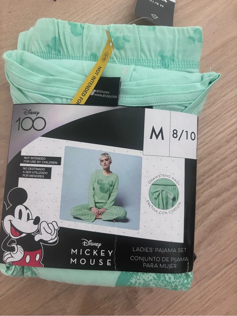 NEW Disney Women's Mint Green Mickey Mouse Pajama Set - Picture 2 of 3